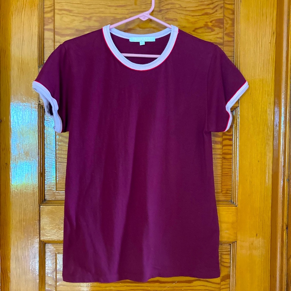 Burgundy, Pink & Red Tuesday Bassen Ringer Tee L